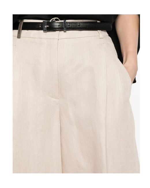 Peserico Natural Front-Pleat Shorts