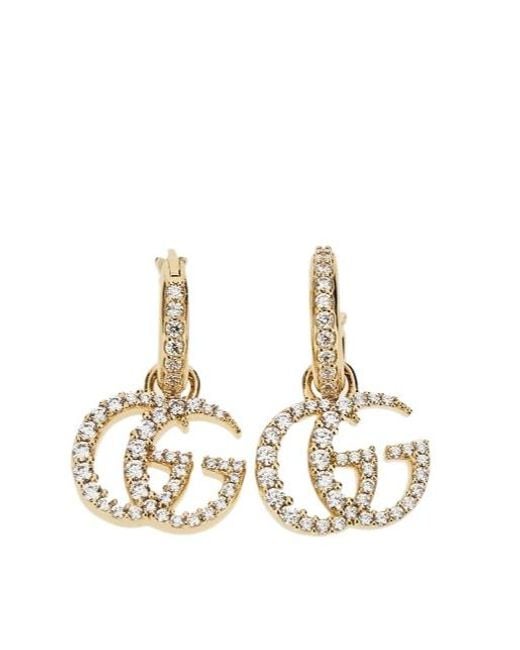Gucci Metallic Gg Marmont Crystal Earrings
