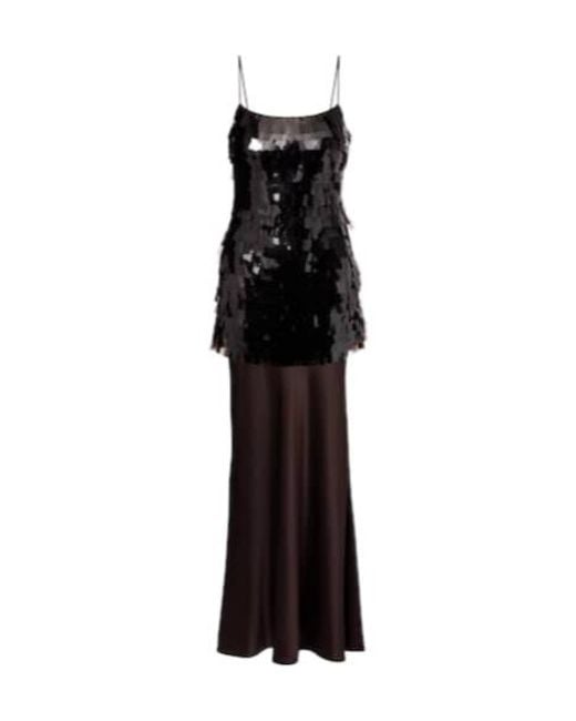 Staud Black Mesa Sequined Satin Gown