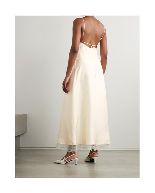 Rohe White Tie-Back Lace-Trimmed Silk Maxi Dress