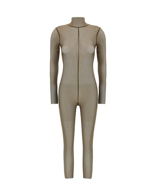 Norma Kamali Gray Turtle Semi-Transparent Jumpsuit
