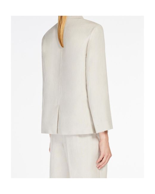 Max Mara White Heavy Linen Canvas Jacket
