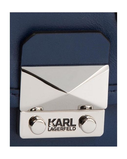 Karl Lagerfeld Blue Logo Color Blocking Design Shoulder Bag