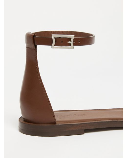 Max Mara Brown Flat Leather Sandals