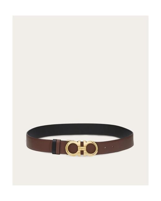 Ferragamo White Ferragamo Reversible Gancini Belt