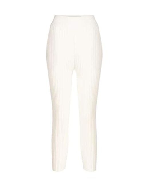 Stella McCartney White Ribbed Wool-Blend Straight Pants