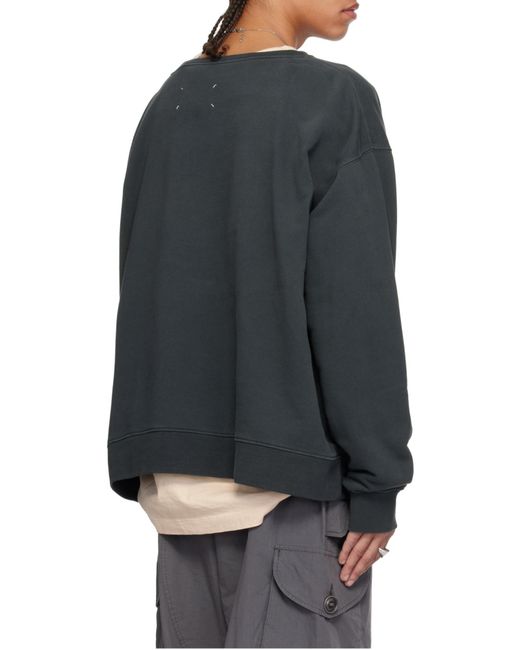 Maison Margiela Gray Numbers Motifed Crewneck Sweatshirt for men