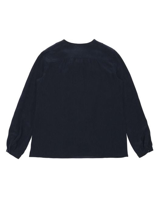 Max Mara Blue Dark Ruffled Top