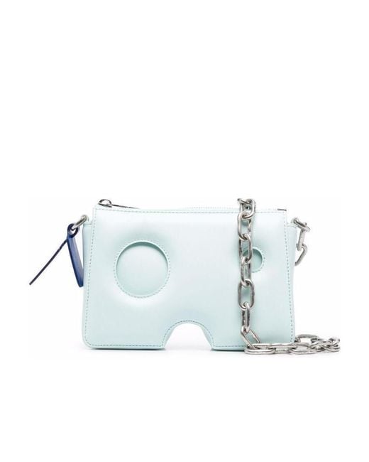 Off-White c/o Virgil Abloh Blue Burrow-20 Leather Shoulder Bag
