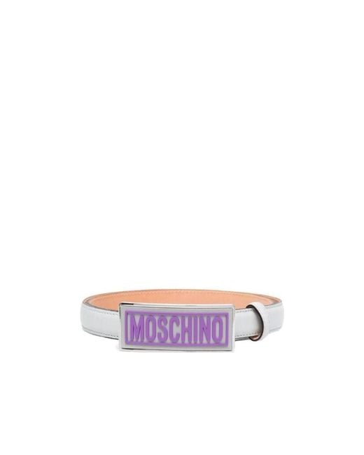 Moschino Pink Enamelled Buckle Belt for men