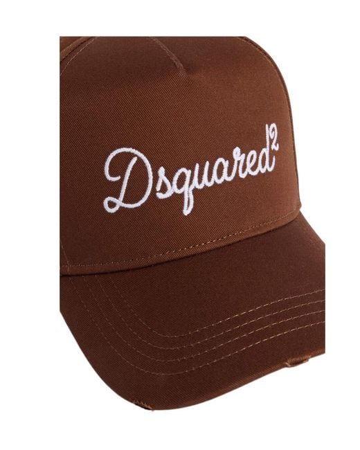 DSquared² Brown Logo Embroidered Baseball Cap for men