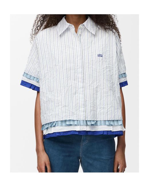 Loewe White Striped Short-Sleeve Shirt
