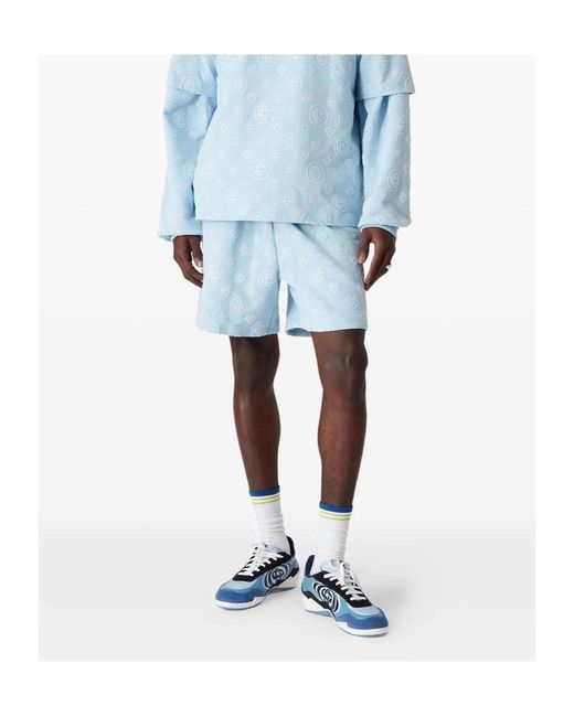 Casablanca Blue Monogram Print Shorts for men