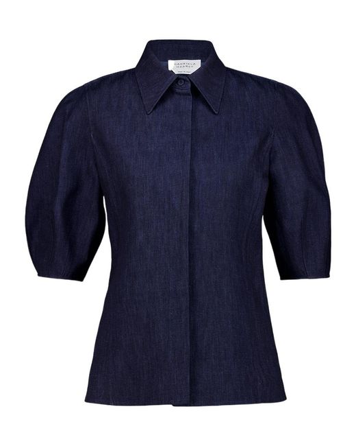 Gabriela Hearst Blue Sansi Puffed-Sleeve Top