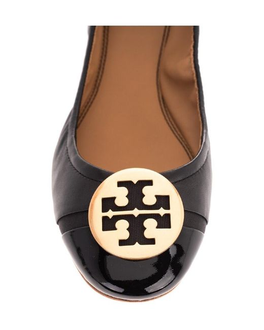 Tory Burch White Logo Ballerina Shoes