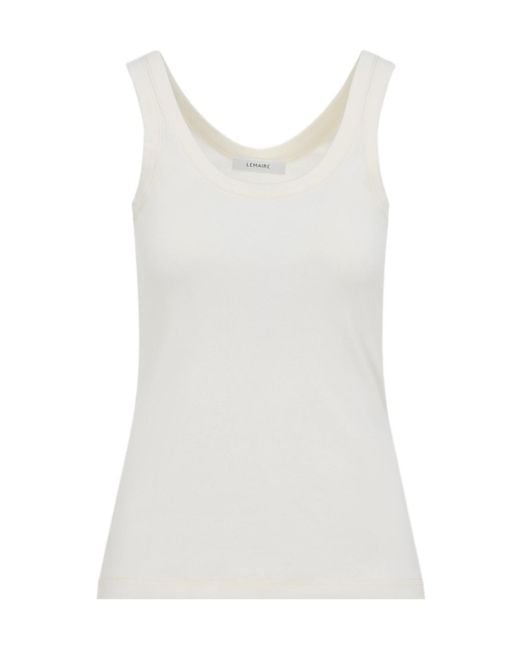 Lemaire White Ribbed Tank Top
