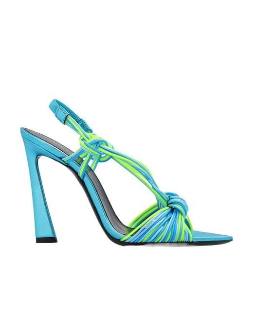 Saint Laurent Blue Logo High-Heeled Sandals