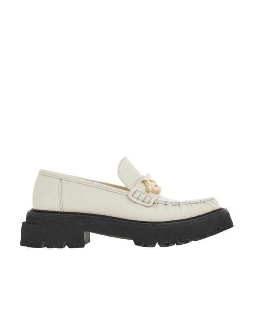 Ferragamo Black Round Head Contrasting Loafers