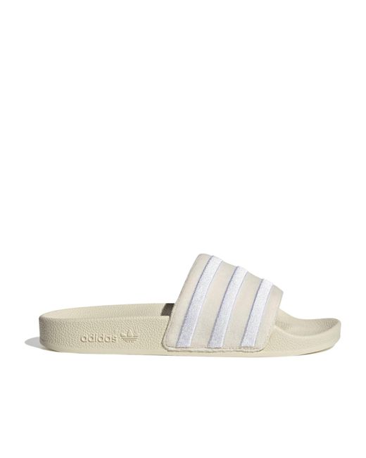Adidas Originals White Striped Slippers