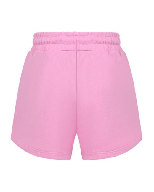 MSGM Pink Logo-Print Track Shorts