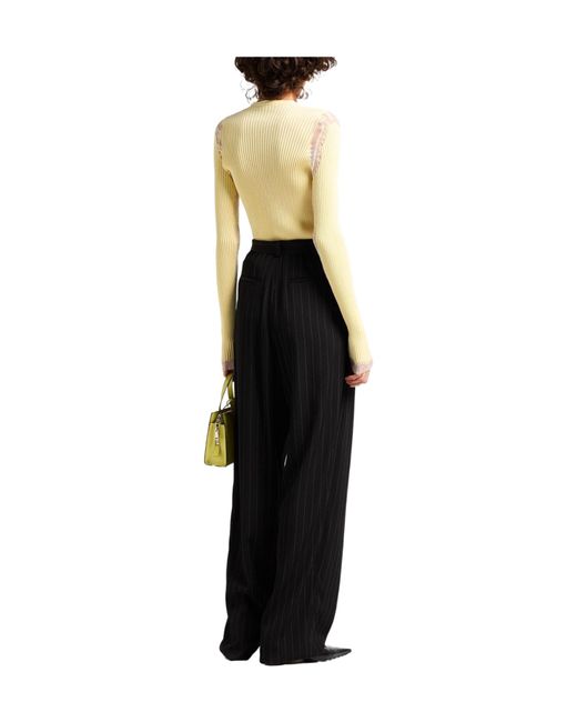 Sportmax Black Versatile Loose Striped Trousers