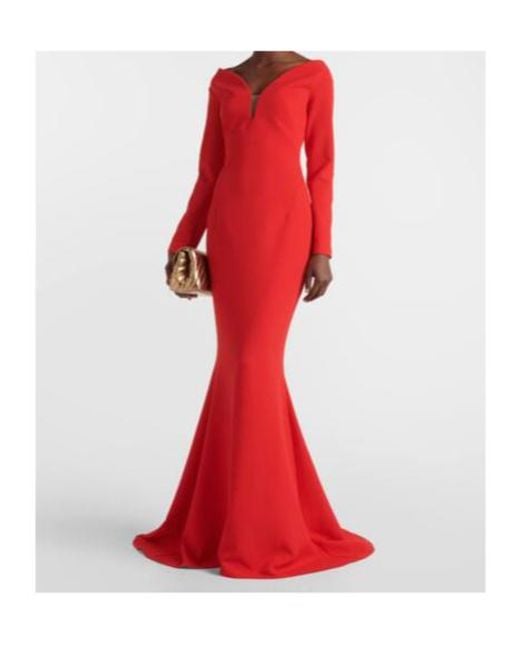 Safiyaa Red Wilson Crêpe Fishtail Gown