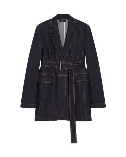 Sportmax Blue Domino Button-Up Denim Jacket