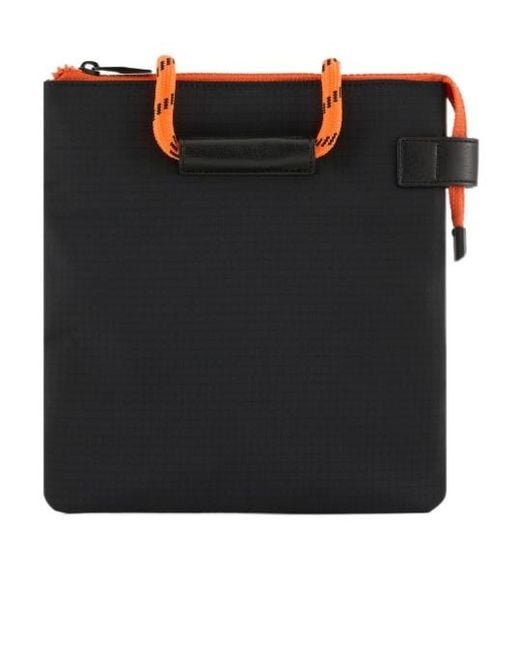 ARMANI EXCHANGE Black Ripstop Logo-Patch Shoulder Bag for men
