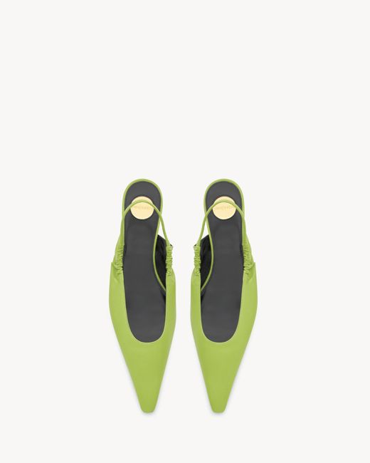 Saint Laurent Green Anne-Marie Slingback Flats