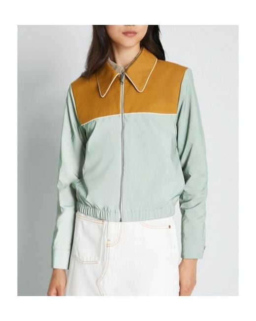 Tory Burch Green Reflective Zipped Jacket