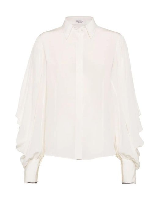 Brunello Cucinelli White Silk Shirt