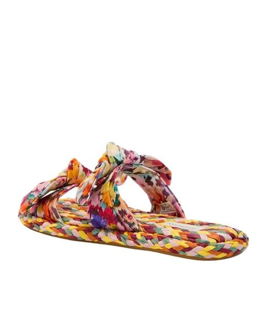 Zimmermann Red Carousel Printed Raffia Sliders