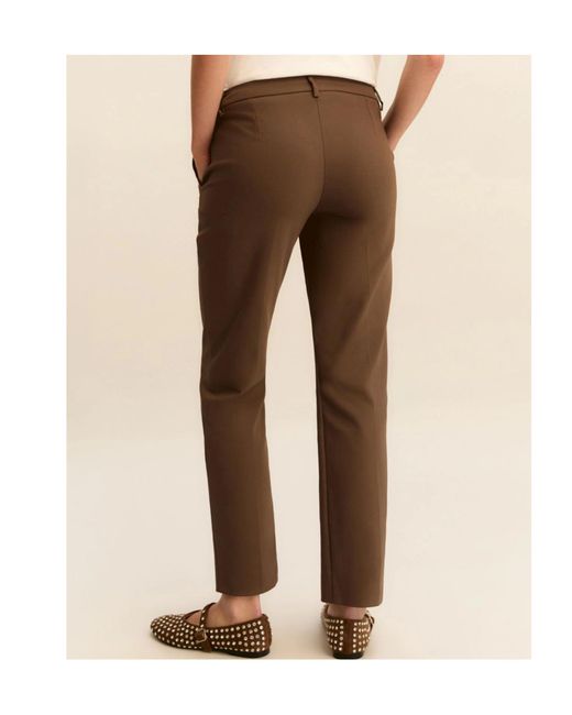 Marella Brown Slim-Fit Stretch Cotton Trousers
