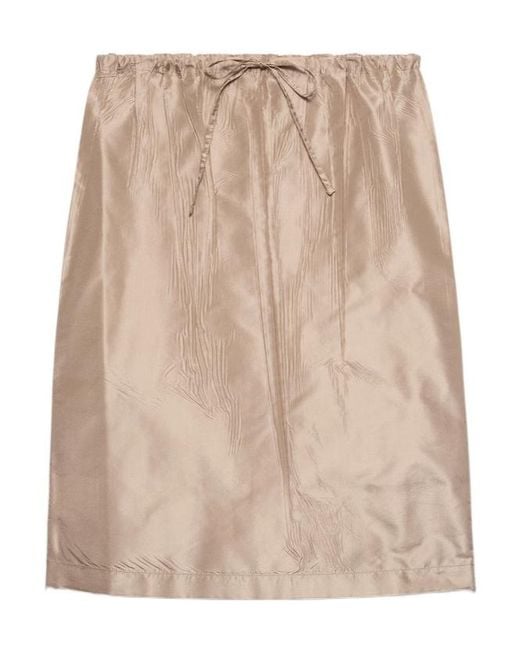 Prada Natural Drawstring Midi Skirt