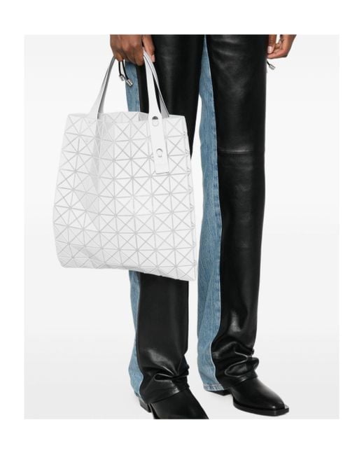 Issey Miyake Gray Prism Plus Geometric Pattern Shopper Bag