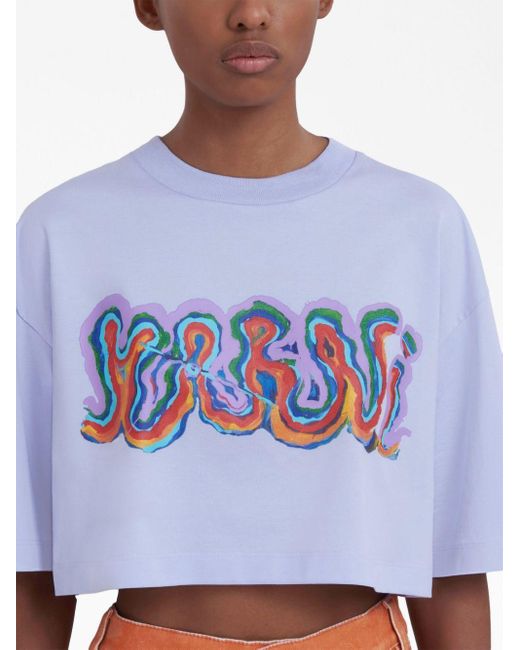Marni Blue Jersey T-Shirt With Print