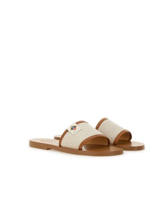 Bally White Logo Patch Open-Toe Slides
