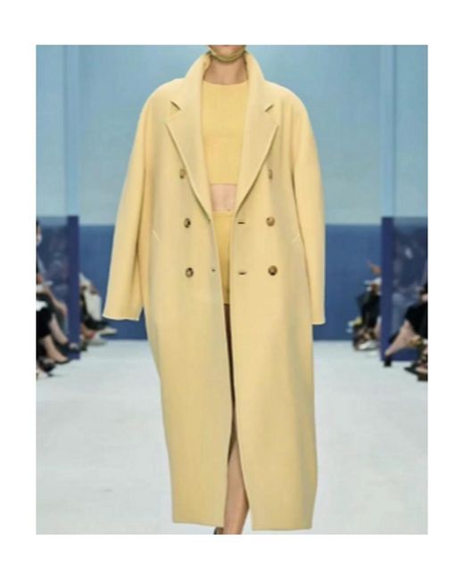 Max Mara White Double-Breasted Wool-Blend Coat