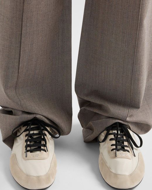 Prada White Logo Printed Lace-Up Sneakers for men