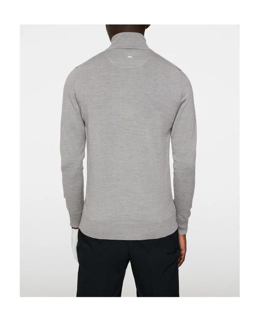 J.Lindeberg Gray Long Sleeve Logo Knit Sweater for men