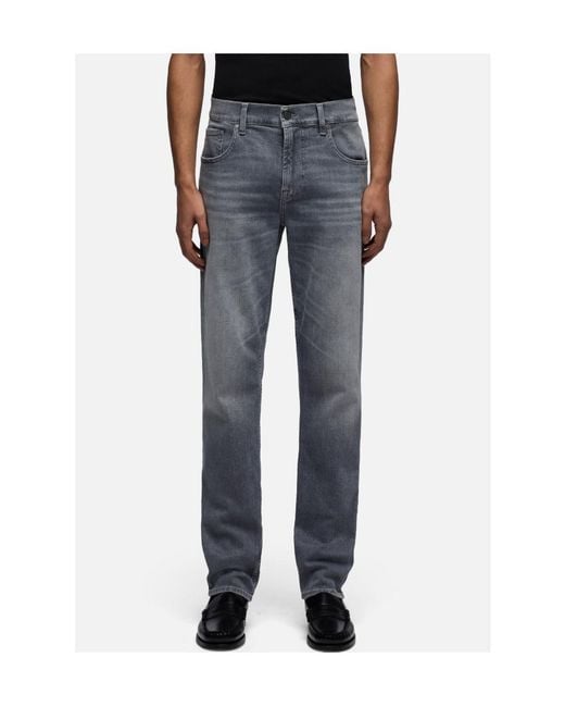 7 For All Mankind Blue Whiskering-Effect Jeans for men