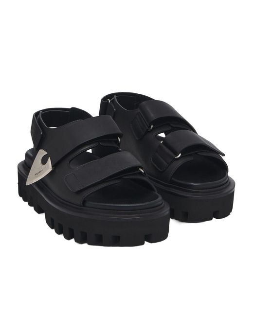 McQueen Black Chunky-Sole Touch Strap Sandals