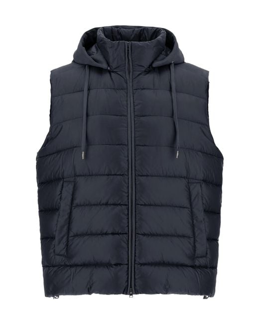 Herno Blue Drawstring Hooded Vest for men