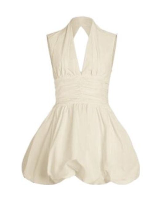 Patou Natural Open-Back Bubble Mini Dress