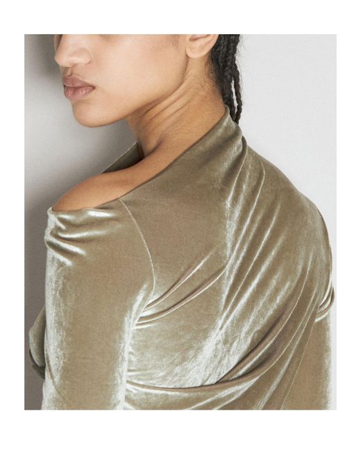 Helmut Lang Green Asymmetric Long-Sleeved T-Shirt