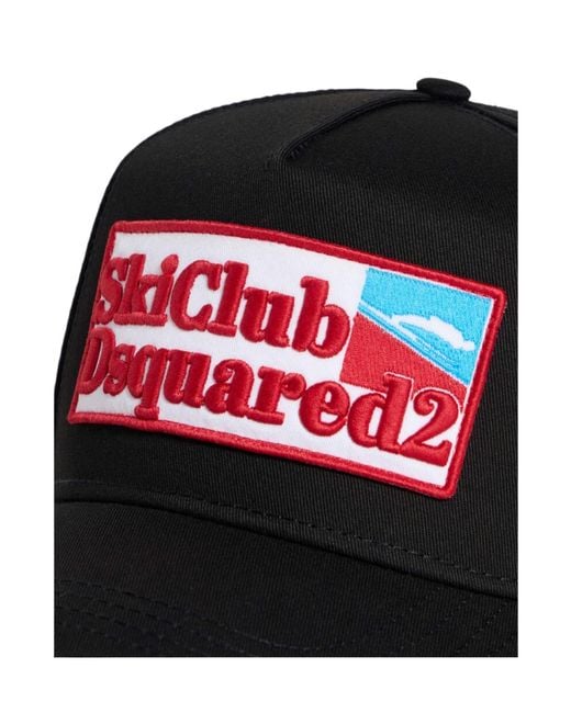DSquared² Red Logo-Patch Cotton Baseball Cap for men