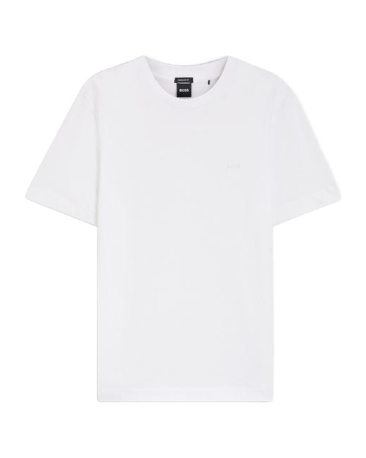 Boss White Logo-Embroidered T-Shirt for men