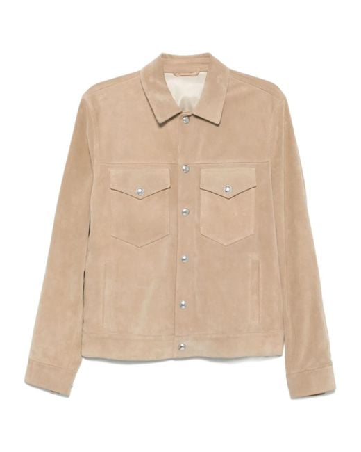 Eleventy Natural Long Sleeve Leather Jacket for men