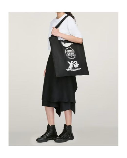 Y-3 Black Logo Printed Tote Bag for men