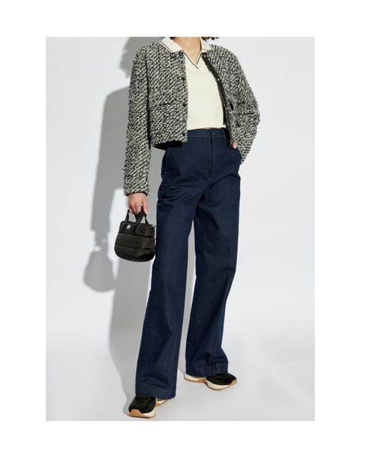 Moncler Blue High-Waisted Wide-Leg Jeans